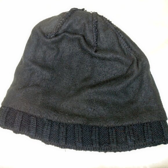 Black Beanie with Star & Rhinestone-Embellished OOAK Acrylic Knit Cap Hat - Picture 5 of 8
